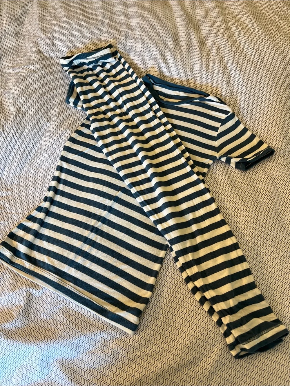 Kickee Pants Navy and White Striped Short Sleeve Pajama Set